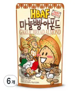 바프 마늘빵맛 아몬드, 190g, 6개