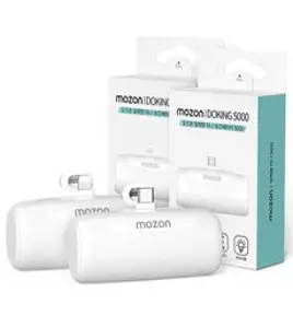 모즈온 일체형 도킹형 미니 보조배터리 5000mAh, SPE-PA5GPQCP, SPE- PA5GPQ8P, 화이트